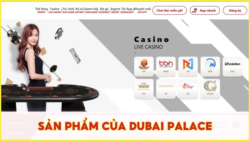 Sản phẩm giải trí và dịch vụ cá cược mà Dubai Palace cung cấp