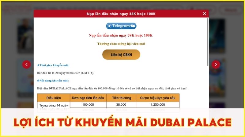 Lợi ích từ chương trình khuyến mãi Dubai Palace đối với người chơi