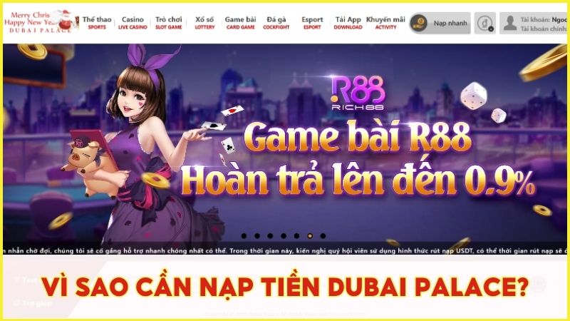 Nạp tiền Dubai Palace để trải nghiệm dịch vụ và sản phẩm tại nhà cái
